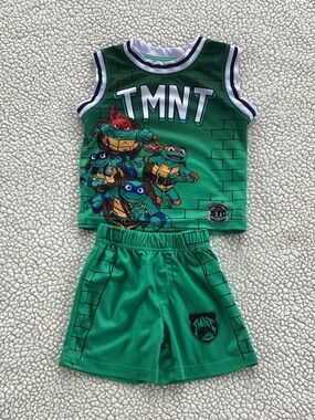 Nickelodeon TMNT Green Tank Top & Shorts Set EUC Size 18 Months Unisex